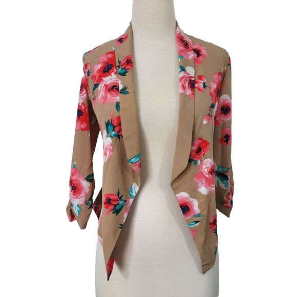 C'Est Toi Cardigan Jacket Size Small Open Front Floral 3/4 Sleeves Colorful - Picture 1 of 12